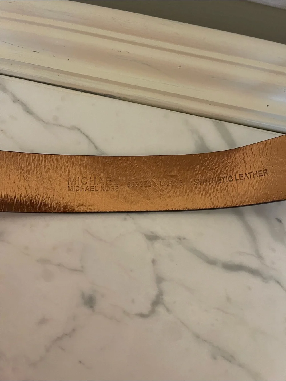 Michael Kors Dark Brown Leather Belt with Gold Charm Buckle